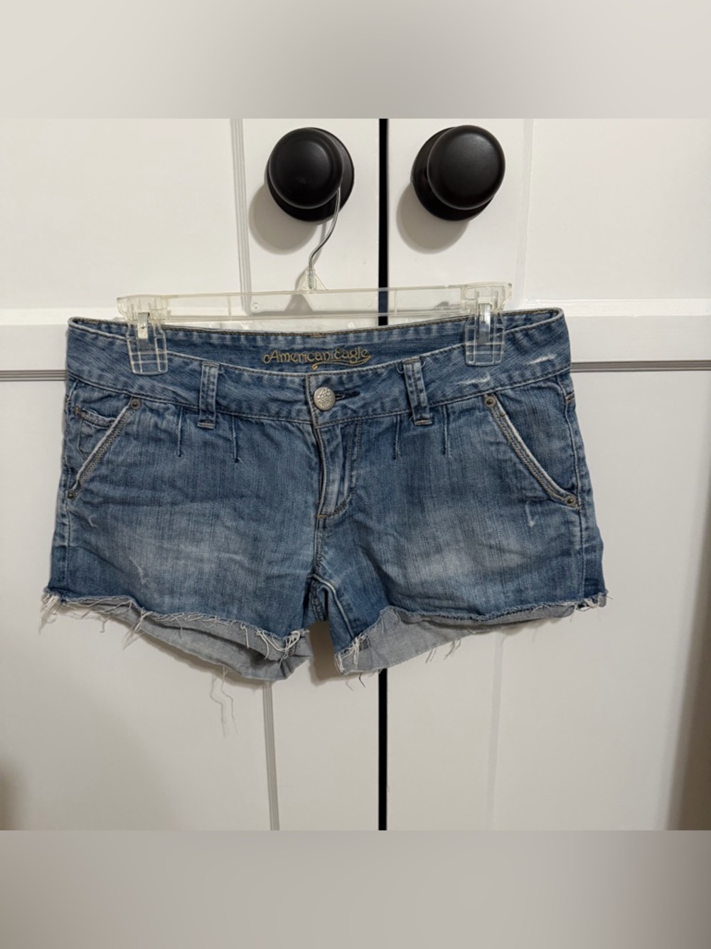 American Eagle Outfitters Faded Blue Denim Frayed Hem Shorts